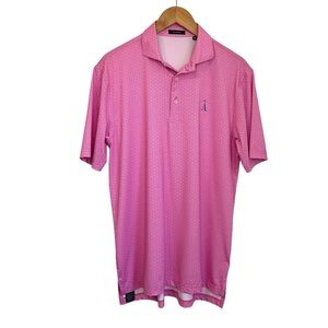 Turtleson Mens Golf Polo Geo Print Sz Medium Pink Short Sleeve Performance